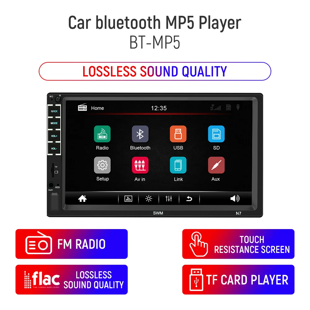 

7 Inch Car Radio Mp5 Player N7 Android Stereo Touch Screen Monitor Bluetooth Audio Video FM Transmiter Multimedia Music System
