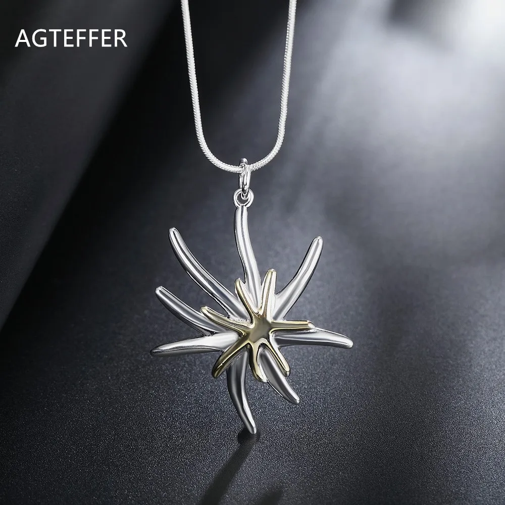 AGTEFFER 925 Sterling Silver 18 Inch Snake Chain Golden Starfish Pendant Necklace For Women Fashion Wedding Party Charm Jewelry
AGTEFFER 925 Sterling Silver 18 Inch Snake Chain Golden Starfish Pendant Necklace For Women Fashion Wedding Party Charm Jewelry