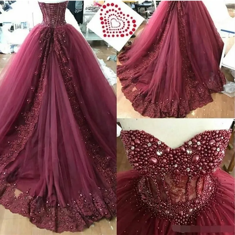 Luxury Burgundy Princess Quinceanera Dresses Beads Ball Gown Vestidos De Strapless Neck Sweet 16 Dress
Luxury Burgundy Princess Quinceanera Dresses Beads Ball Gown Vestidos De Strapless Neck Sweet 16 Dress