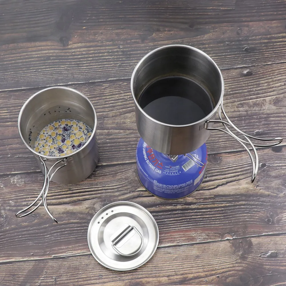 1PC Stainless Steel Pot Portable Outdoor Camping Water Mug Cup Lid&Foldable Handle Cooking Accessories 700ml+1000ml
1PC Stainless Steel Pot Portable Outdoor Camping Water Mug Cup Lid&Foldable Handle Cooking Accessories 700ml+1000ml