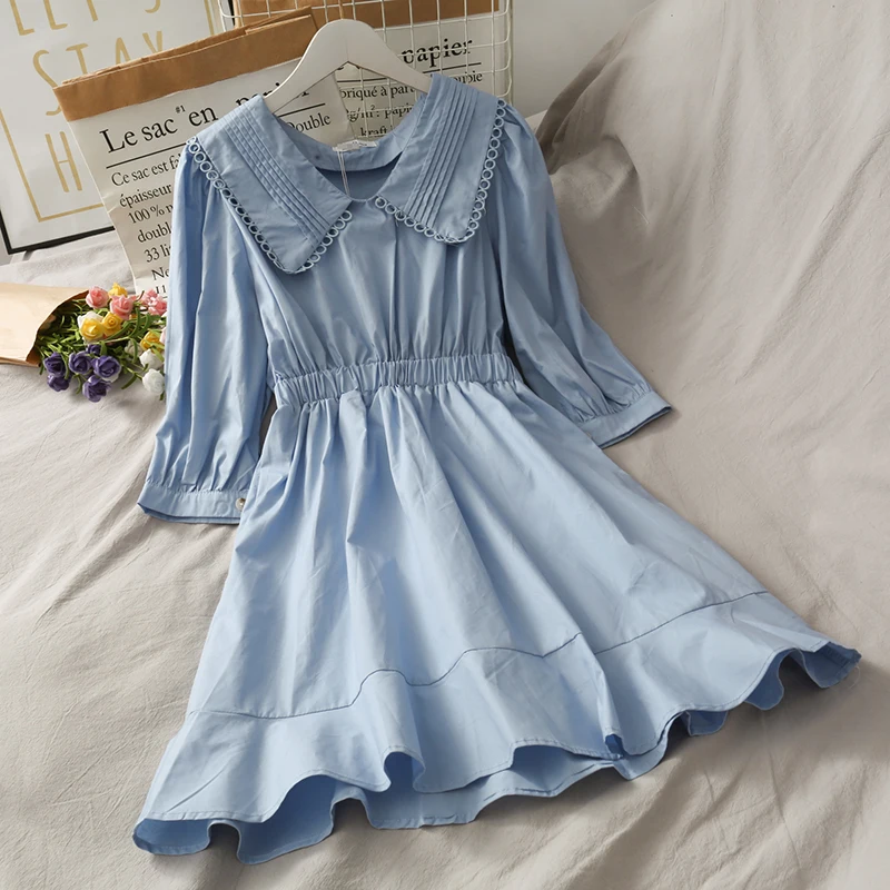 Sweet Style Elastic Waistband Slimming Doll Face A- line Dress for Women 2020 Autumn Ruffled Long Sleeve All-Match Dress
Sweet Style Elastic Waistband Slimming Doll Face A- line Dress for Women 2020 Autumn Ruffled Long Sleeve All-Match Dress
