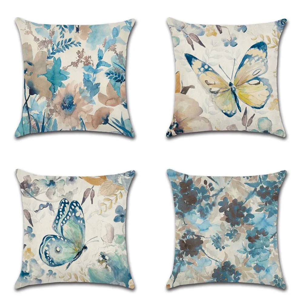 Ink Painting Plant Flower Pillow Case Blue Watercolor Butterfly Throw Pillow Cover For Sofa 45*45 Linen Cushion Cover Home Decor
Ink Painting Plant Flower Pillow Case Blue Watercolor Butterfly Throw Pillow Cover For Sofa 45*45 Linen Cushion Cover Home Decor