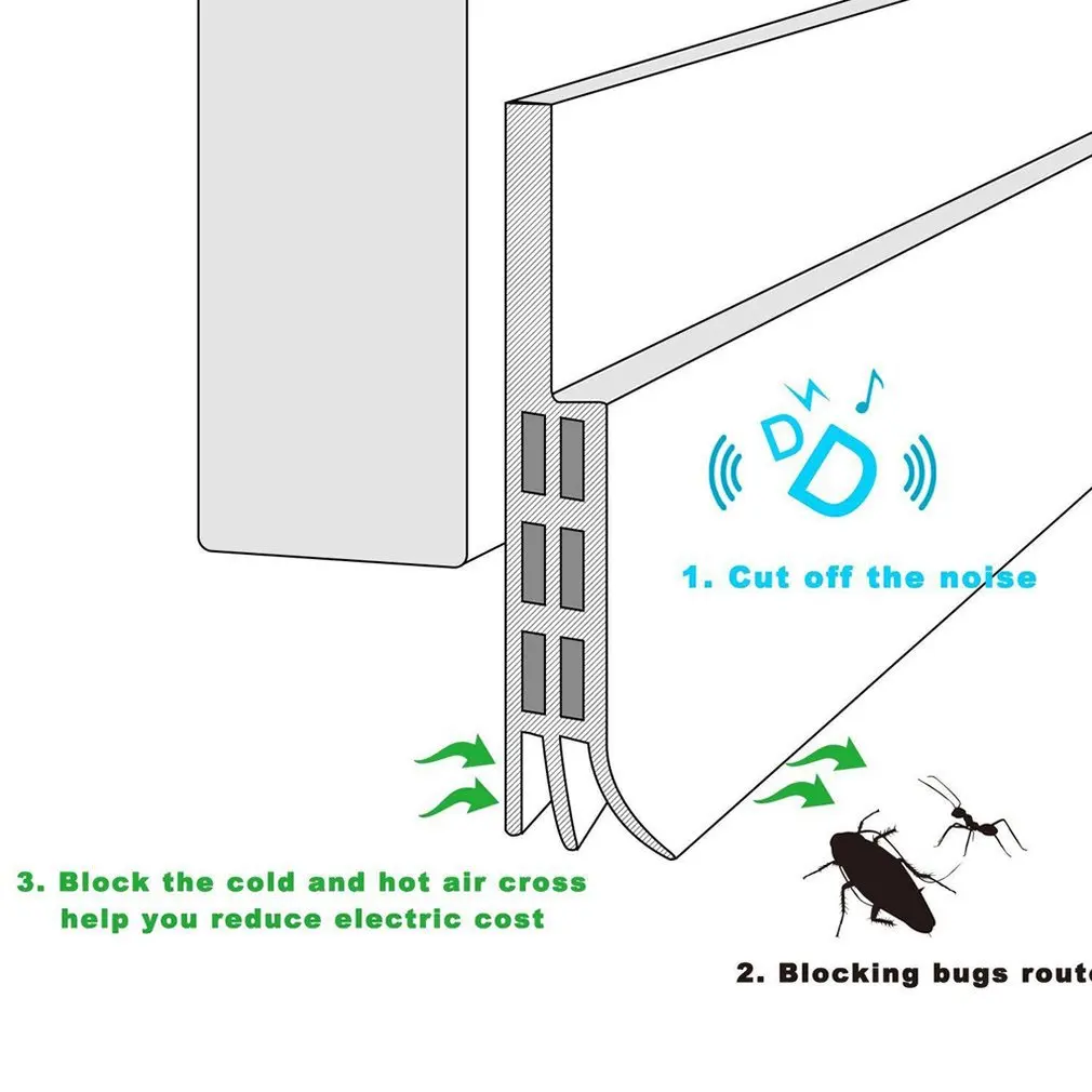 Door Seam Door Bottom Seal Security Door Window Glass Door Waterproof Rubber Strip Wooden Door Windproof Stickers