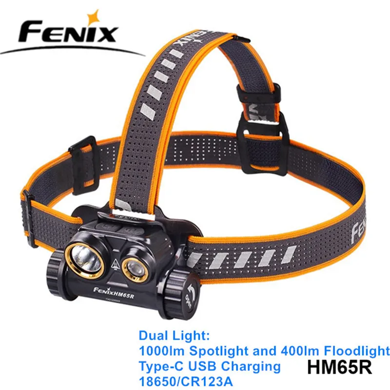 Fenix HM65R Тип C usb зарядка 1000ЛМ прожектор 400лм налобный фонарь для активного отдыха