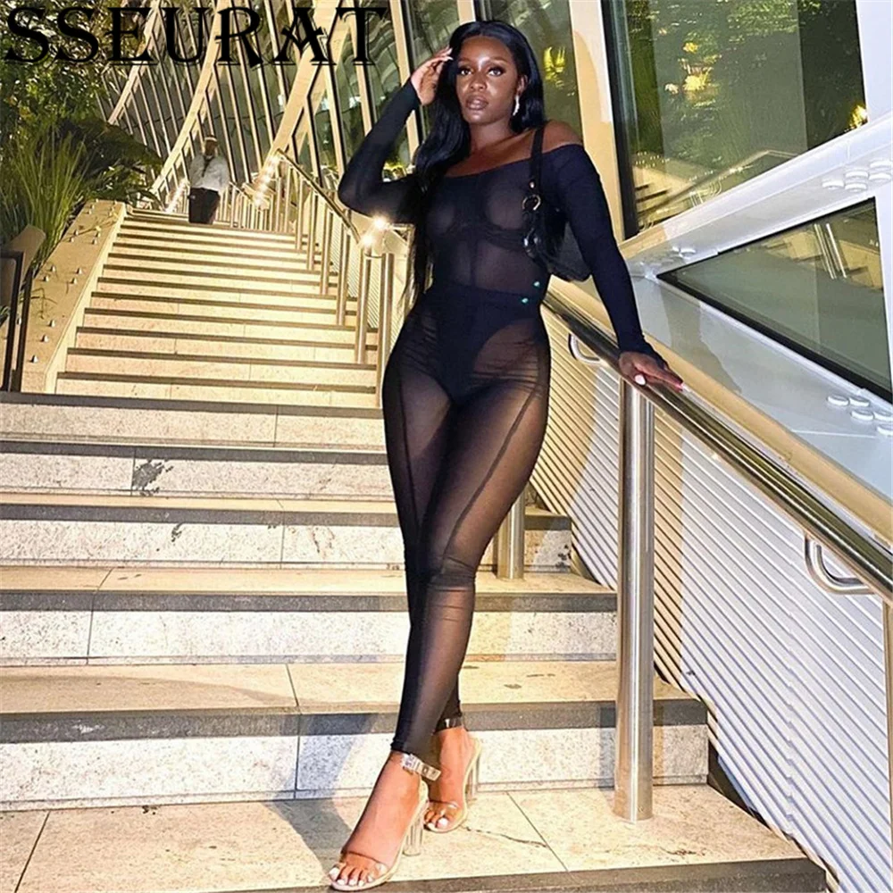 SSEURAT Two Piece Set Women Mesh Sexy Strapless Slash Neck Bodysuits+Hot See Through Sheath Club Trousers
SSEURAT Two Piece Set Women Mesh Sexy Strapless Slash Neck Bodysuits+Hot See Through Sheath Club Trousers