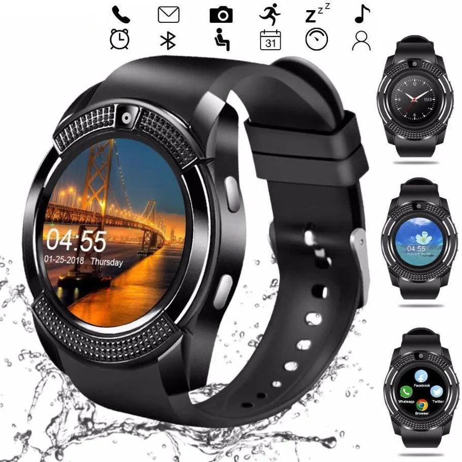 JIANSU V8 smart watch Round Full screen touch screen camera sim card sd card slot
JIANSU V8 smart watch Round Full screen touch screen camera sim card sd card slot