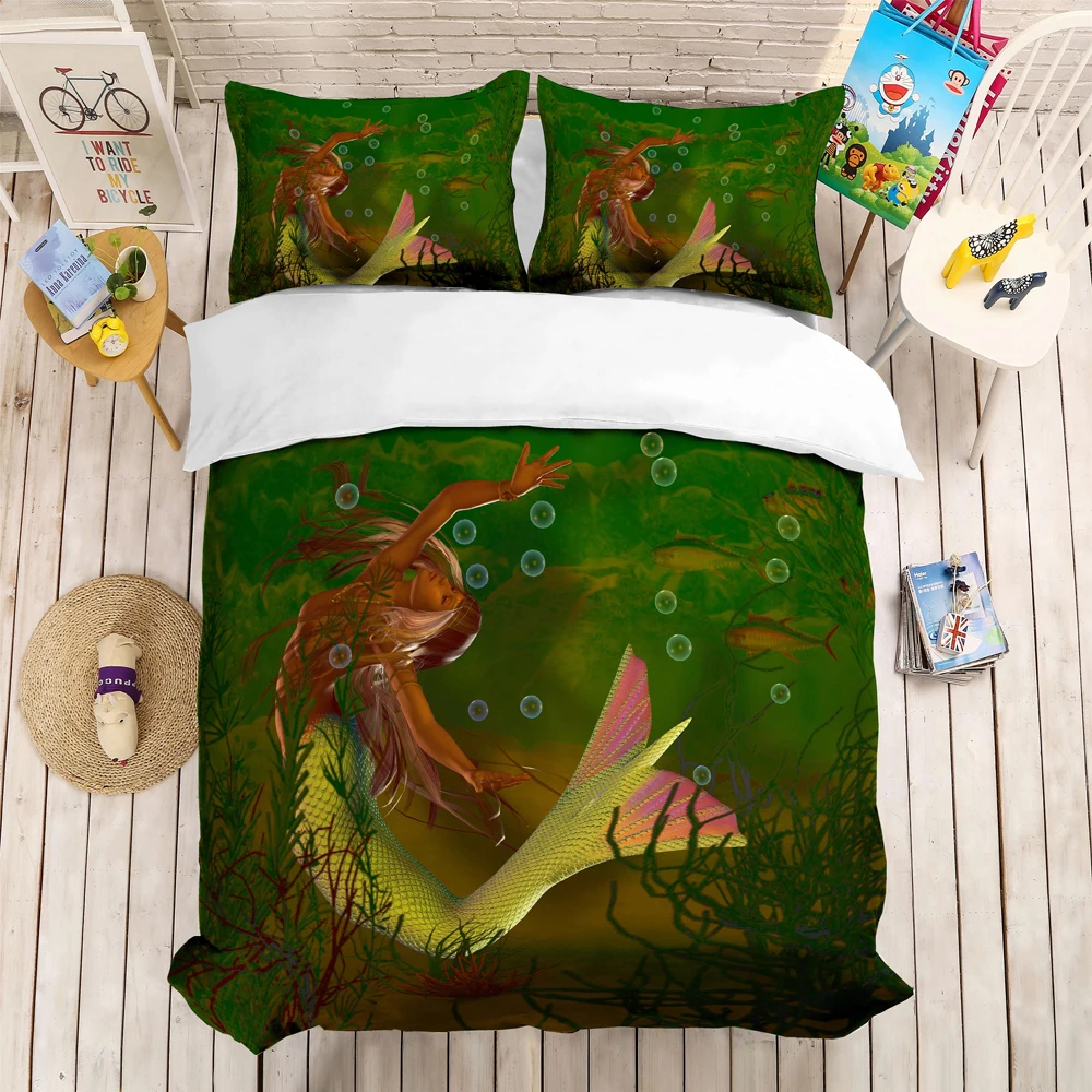 Mermaid Bedding Set Cartoon Sea World Duvet Cover 2/3 Piece Soft Quilt Cover Queen King Size Comforter Cover Girls Boys Bed Sets
Mermaid Bedding Set Cartoon Sea World Duvet Cover 2/3 Piece Soft Quilt Cover Queen King Size Comforter Cover Girls Boys Bed Sets
