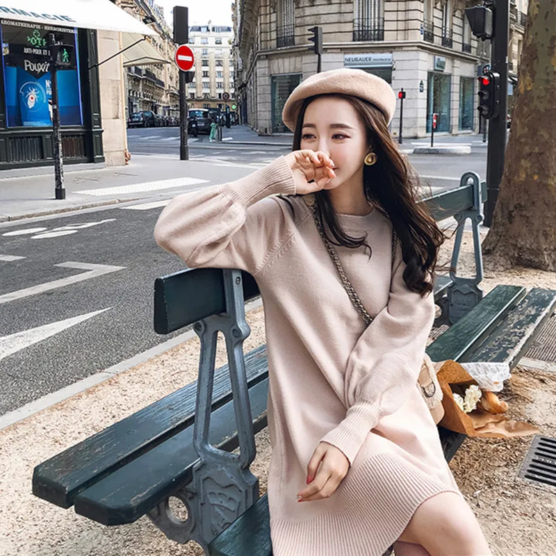 New Spring Korea Dresses Women Knitting Oversize Autumn Lantern Sleeve Fashion Mini Sweater Vestidos
New Spring Korea Dresses Women Knitting Oversize Autumn Lantern Sleeve Fashion Mini Sweater Vestidos