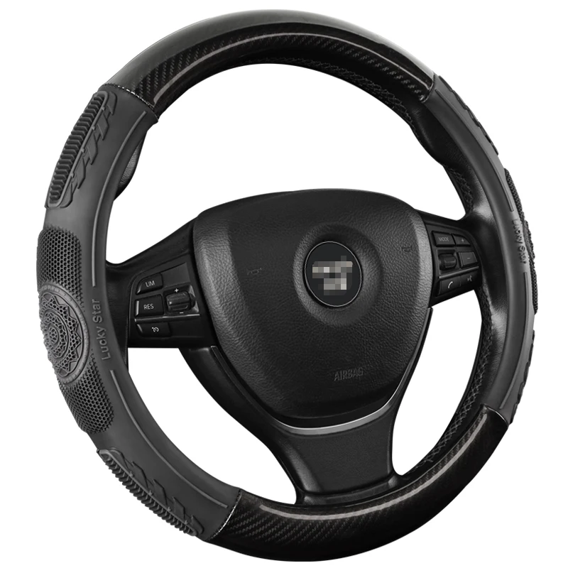 Car Steering Wheel Cover Breathable Anti Slip PU Leather Carbon Fiber for BMW 330e M235i Compact 520d 518d 428i 530d 130i | Автомобили и