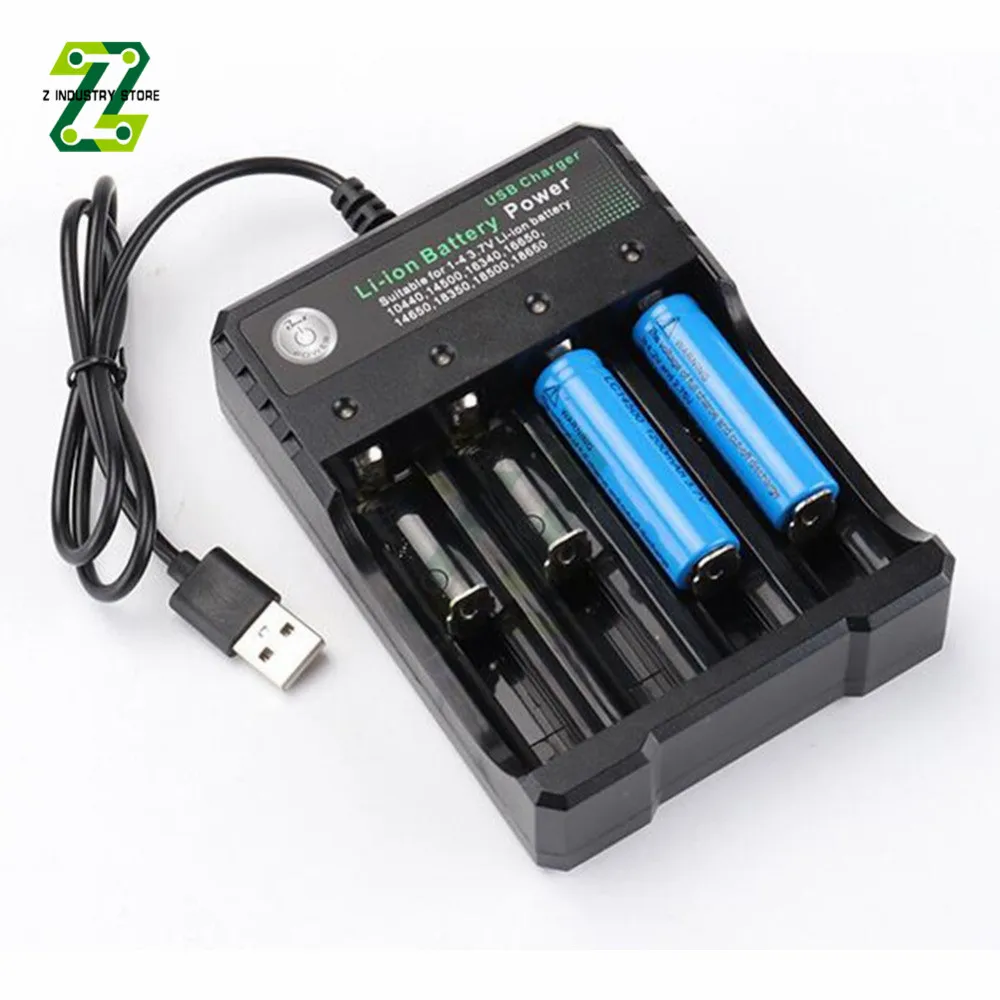 

4.2V 18650 Charger Li-ion Battery USB Independent Charging Portable Electronic 18650 18500 16340 14500 26650 Battery Charger