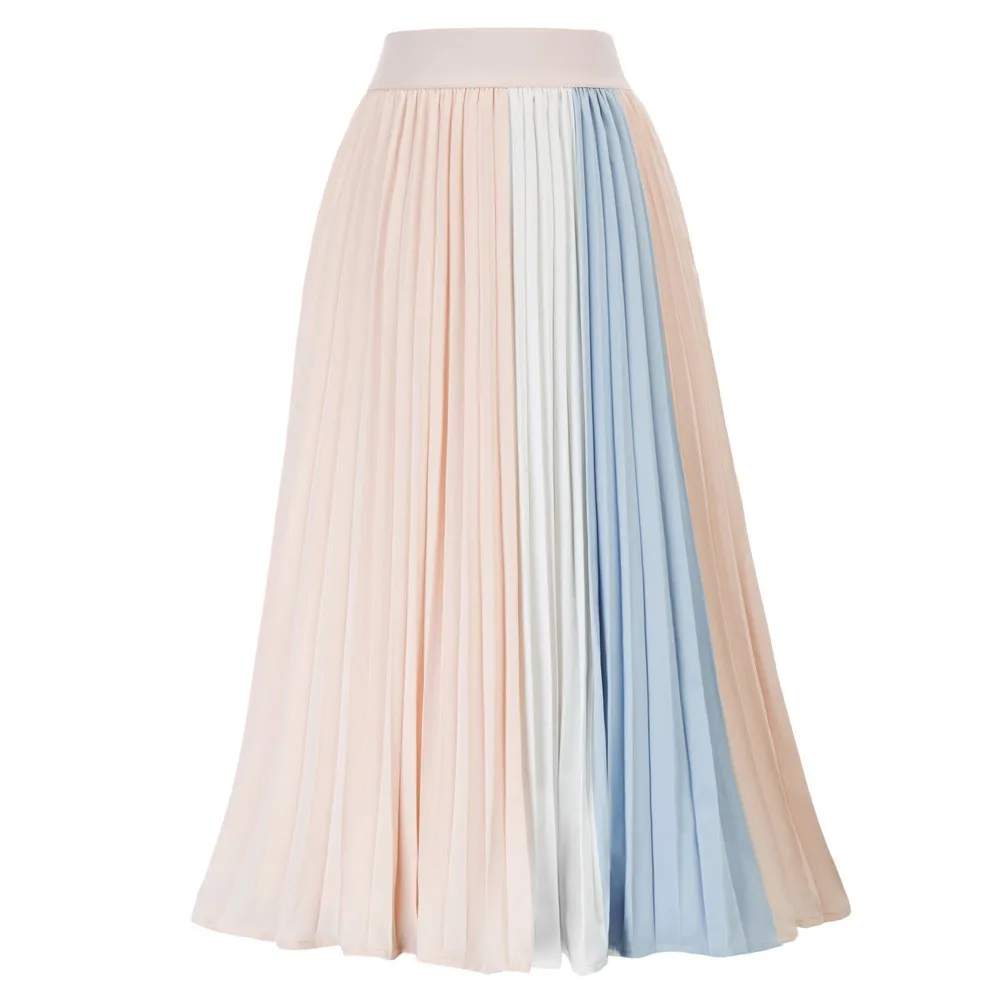 Kate Kasin Women Various Contrast Color Patchwork Swing Skirt Elastic Waist Pleated A-Line Skirt
Kate Kasin Women Various Contrast Color Patchwork Swing Skirt Elastic Waist Pleated A-Line Skirt