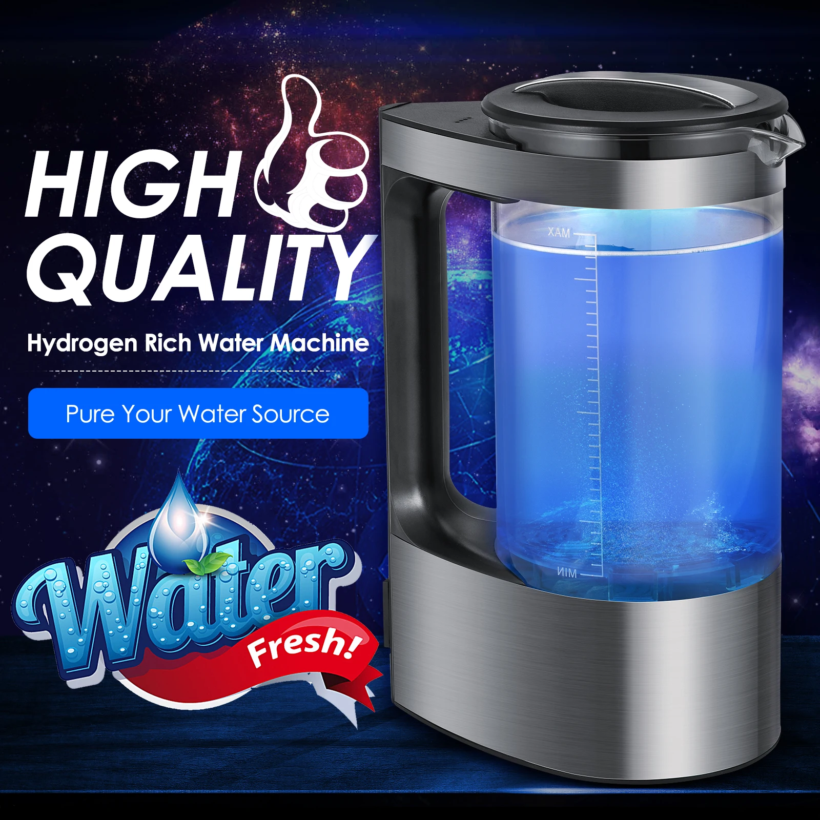 2L Electric Hydrogen Rich Water Kettle Water Ionizer Machine Water Filter Drink Hydrogen Water Generator With LED Display
2L Electric Hydrogen Rich Water Kettle Water Ionizer Machine Water Filter Drink Hydrogen Water Generator With LED Display