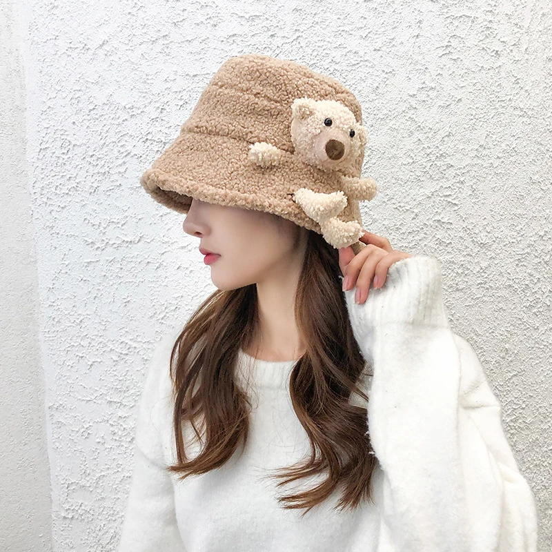 Women Fisherman Cap Cute Winter Bucket Hat Fluffy Plush Warm 3D Stuffed Teddy Bear Wide Brim Harajuku Outdoor Windproof Caps
Women Fisherman Cap Cute Winter Bucket Hat Fluffy Plush Warm 3D Stuffed Teddy Bear Wide Brim Harajuku Outdoor Windproof Caps