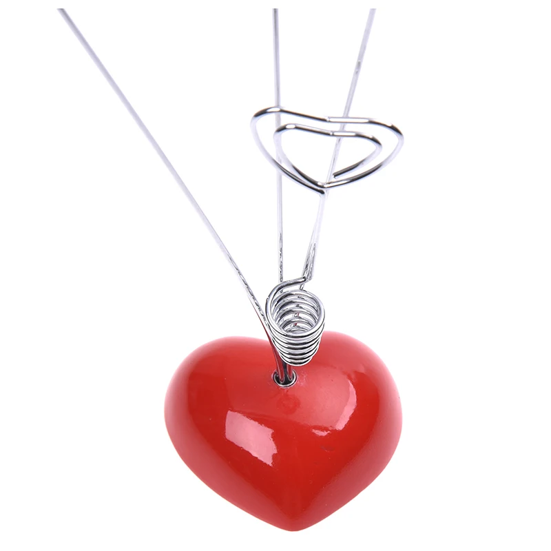 Heart-Based 4 Standing-Heart Wire Holders Photo Card Note Memo Clips Tree