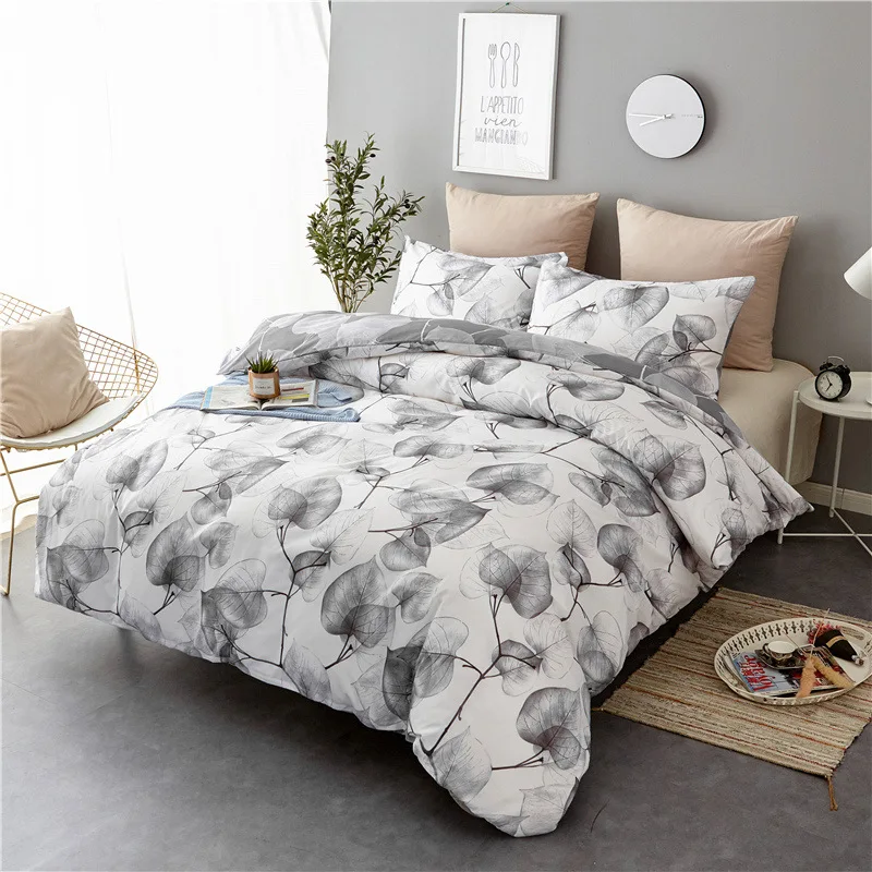 Simple Nordic Home Textile Bedding Set Queen 3 Pcs Quilt Cover Leaves Flowers Bedroom Comforter Set roupa de cama casal T285
Simple Nordic Home Textile Bedding Set Queen 3 Pcs Quilt Cover Leaves Flowers Bedroom Comforter Set roupa de cama casal T285