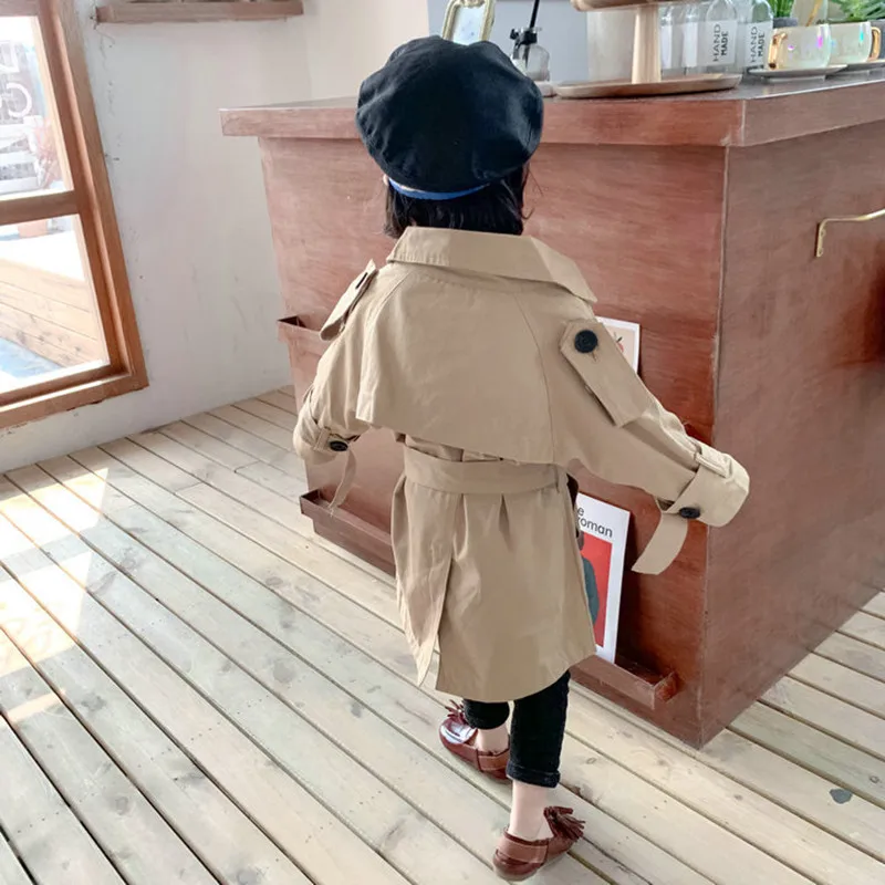 Новинка 2019 осеннее пальто для девочек длинное однобортное в английском стиле