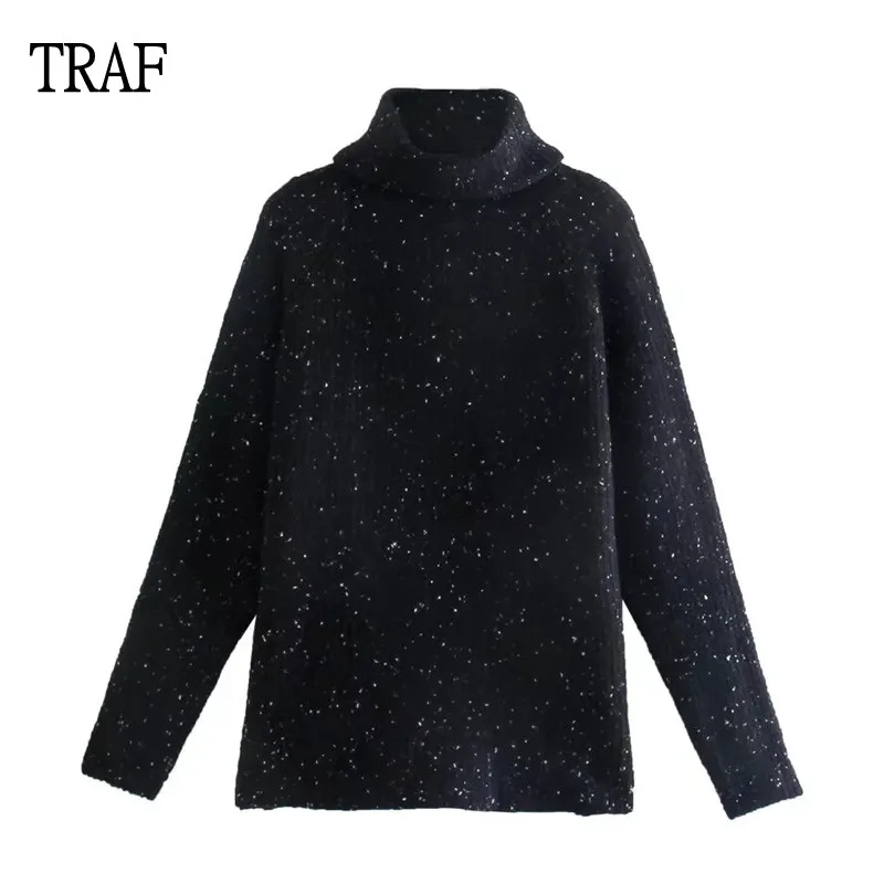 TRAF Women Black Turtleneck Sweater 2021 Vintage Oversized Knit Sweater Long Sleeve Top Women Sweaters Winter Streetwear Top
TRAF Women Black Turtleneck Sweater 2021 Vintage Oversized Knit Sweater Long Sleeve Top Women Sweaters Winter Streetwear Top