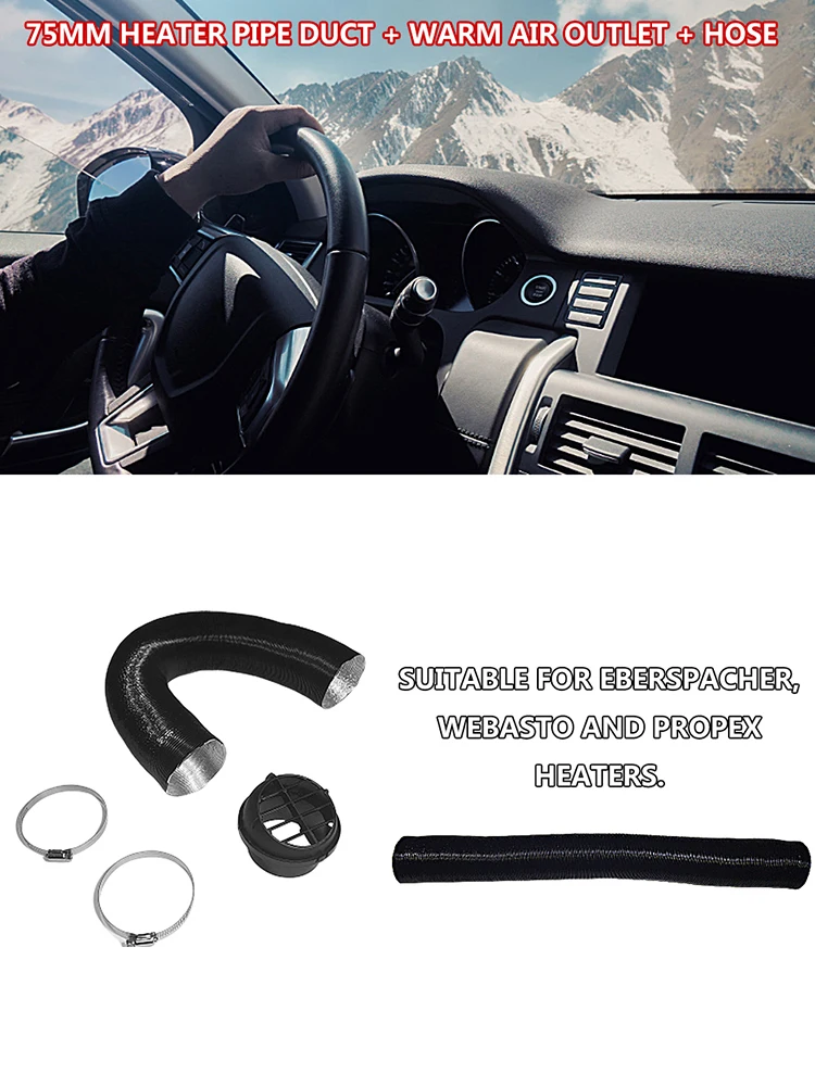 Car Air Heater Ducting Pipe 75mm Hose Line For Diesel Parking Heaters Accessories Heating Pipe Clamp Exhaust Port Set Universal
Car Air Heater Ducting Pipe 75mm Hose Line For Diesel Parking Heaters Accessories Heating Pipe Clamp Exhaust Port Set Universal