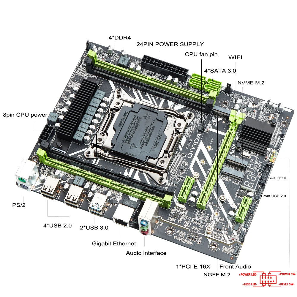 X99 материнская плата с 1*8G = 8 Гб DDR4 2400 МГц REGECC комбо памяти NVME USB3.0 MATX