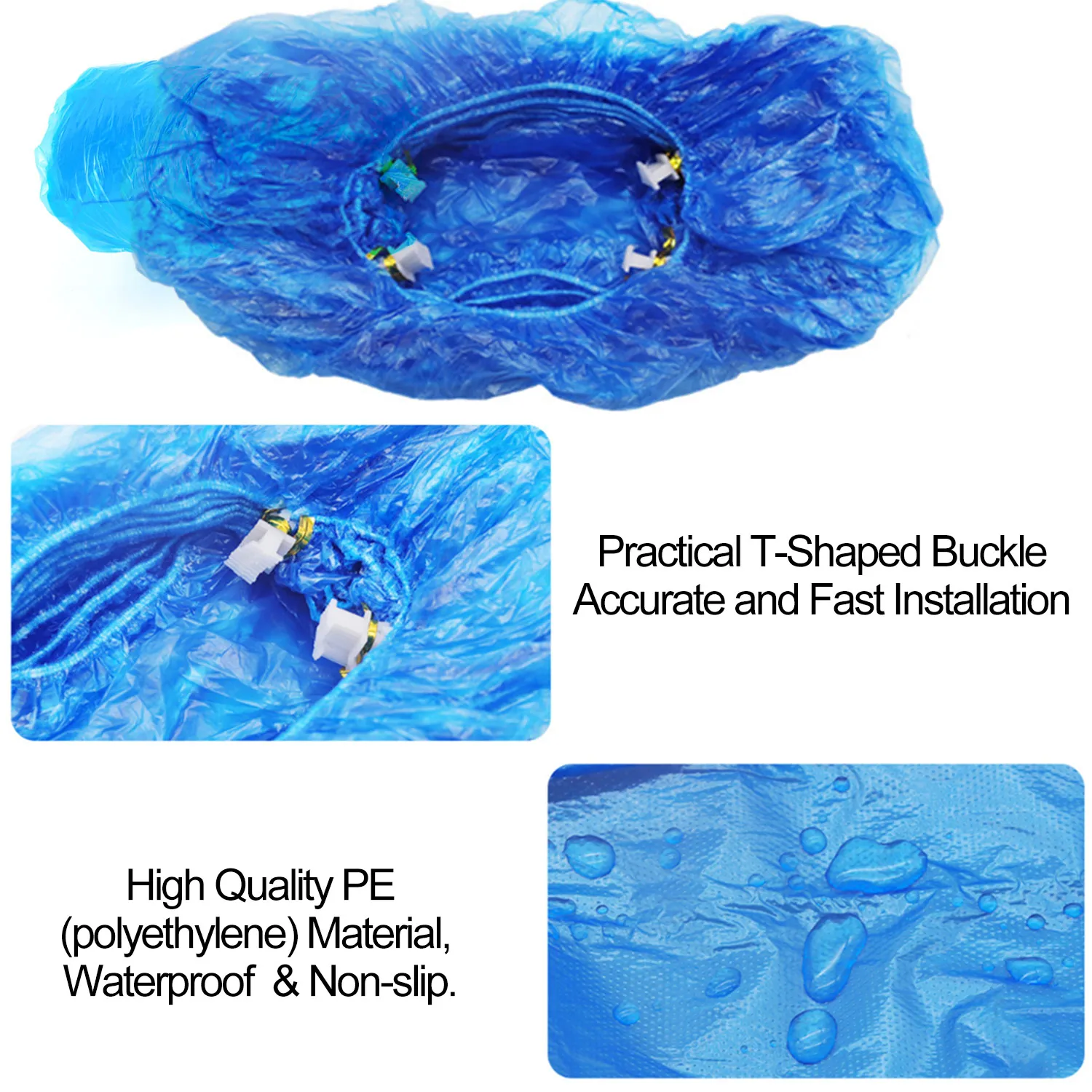 100pcs Disposable Plastic Shoe Covers Waterproof Non-Slip Foot Covers for Automatic Shoe Cover Dispenser Machine T Buckle 
100pcs Disposable Plastic Shoe Covers Waterproof Non-Slip Foot Covers for Automatic Shoe Cover Dispenser Machine T Buckle