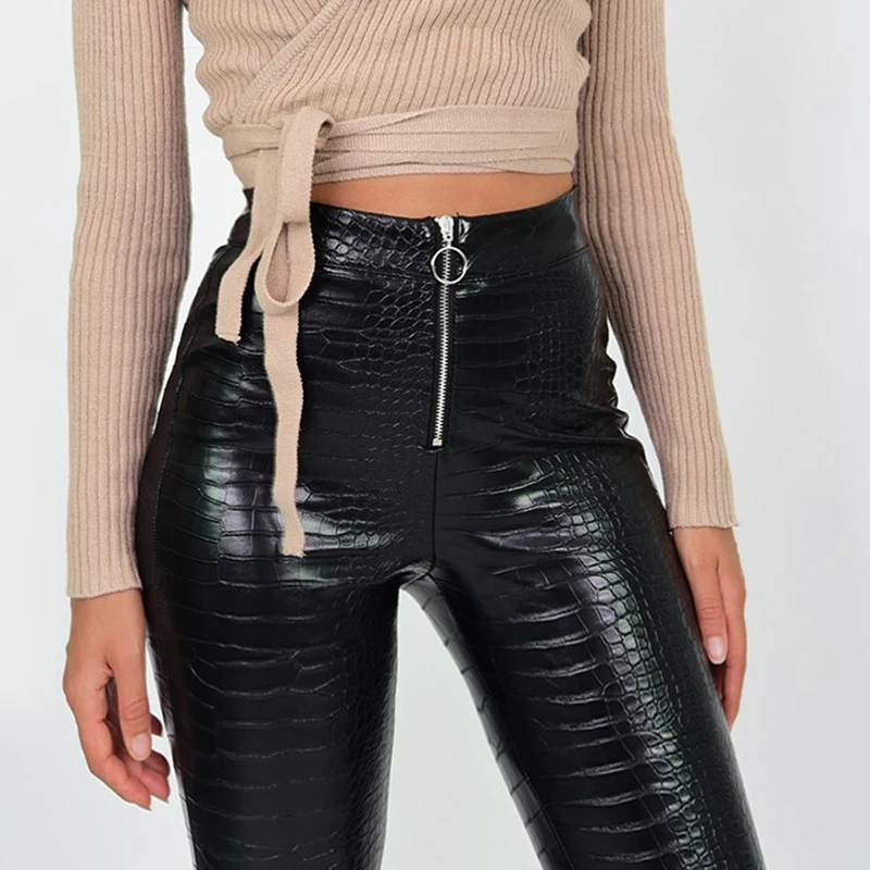 High-waisted Casual Leather Pants Women Autumn Winter Fashion Slimmed Zipper Solid Black PU Leather Pencil Trouster
High-waisted Casual Leather Pants Women Autumn Winter Fashion Slimmed Zipper Solid Black PU Leather Pencil Trouster