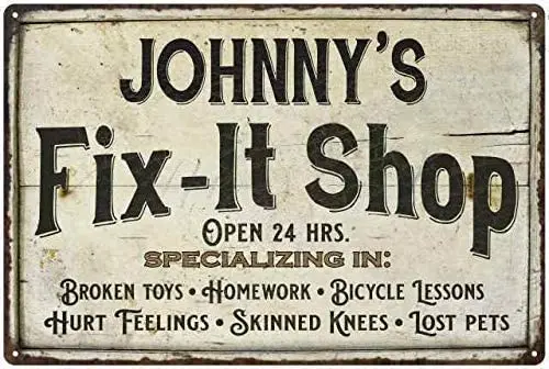 Johnny's Fix It Shop Aluminum Sign Metal Pub Club Cafe bar Home Wall Art Decoration Poster 8x12 Inches
Johnny's Fix It Shop Aluminum Sign Metal Pub Club Cafe bar Home Wall Art Decoration Poster 8x12 Inches