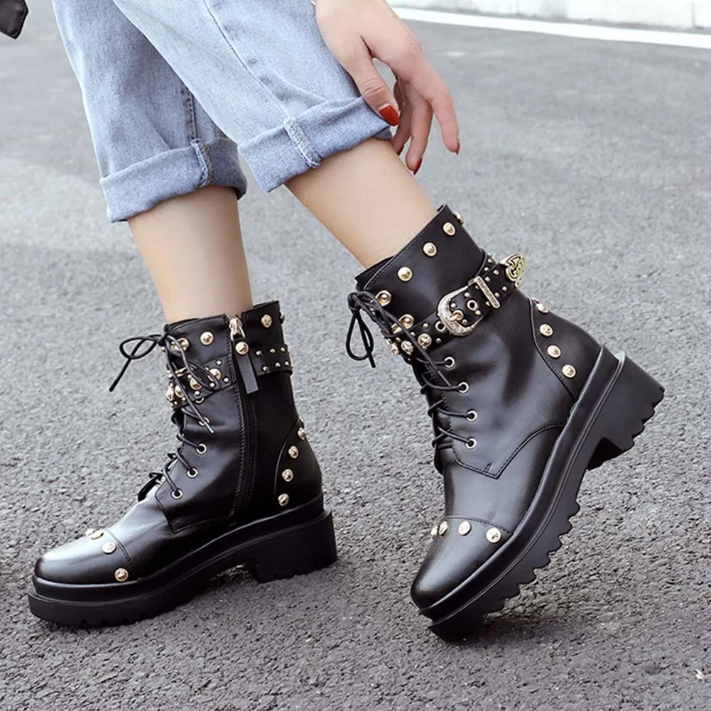 SaraIris brand Female Ankle Boots Genuine Leather Black shoes lace Rivet Boots Women Autumn Chunky Buckle Luxury Shoes Woman
SaraIris brand Female Ankle Boots Genuine Leather Black shoes lace Rivet Boots Women Autumn Chunky Buckle Luxury Shoes Woman