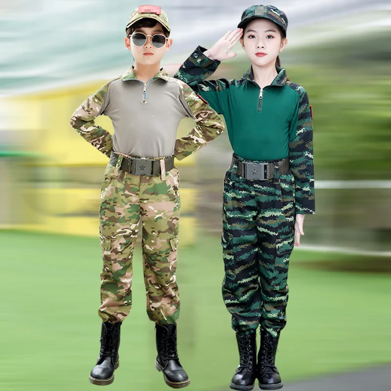 Новинка Детский Камуфляжный костюм Летняя одежда для мальчиков и девочек