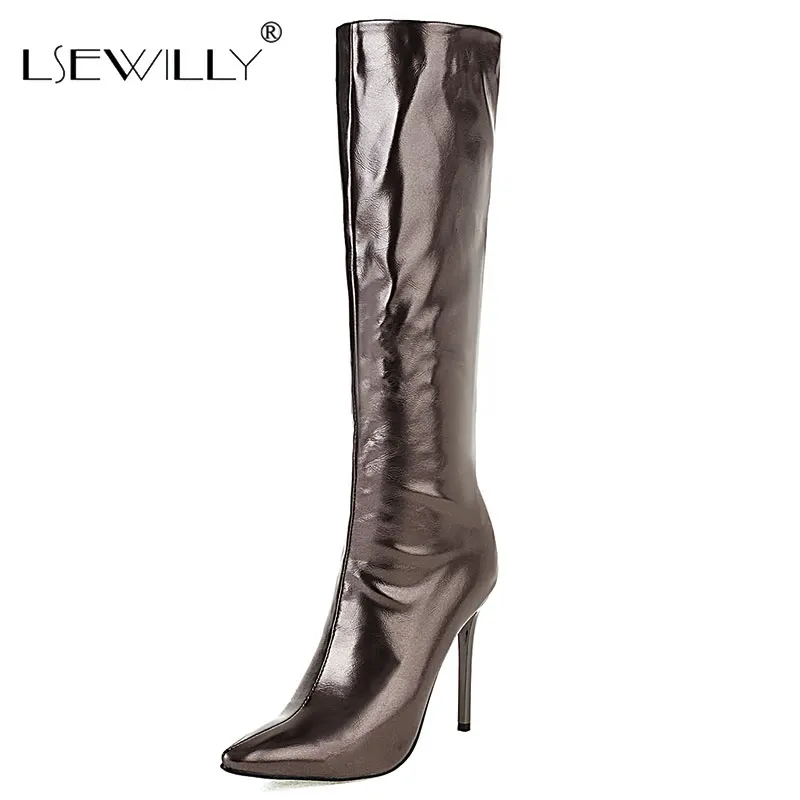Lsewilly Gold Silver Sexy Stiletto Women's Boots Patent Leather High Heel Knee High Boots Pointed Toe Zipper Autumn Winter Shoes
Lsewilly Gold Silver Sexy Stiletto Women's Boots Patent Leather High Heel Knee High Boots Pointed Toe Zipper Autumn Winter Shoes
