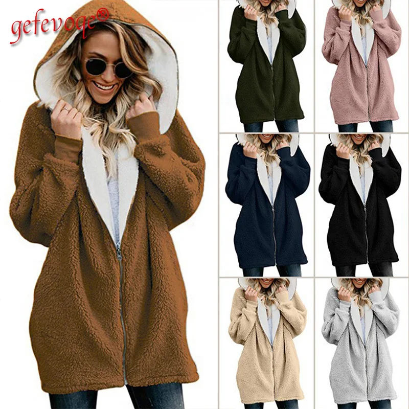 Women's Mid-length Lamb Wool Hood Sweater New Autumn Winter Lady Plus Velvet Solid Color Cardigan Coat Fashion Casual Clothing
Women's Mid-length Lamb Wool Hood Sweater New Autumn Winter Lady Plus Velvet Solid Color Cardigan Coat Fashion Casual Clothing