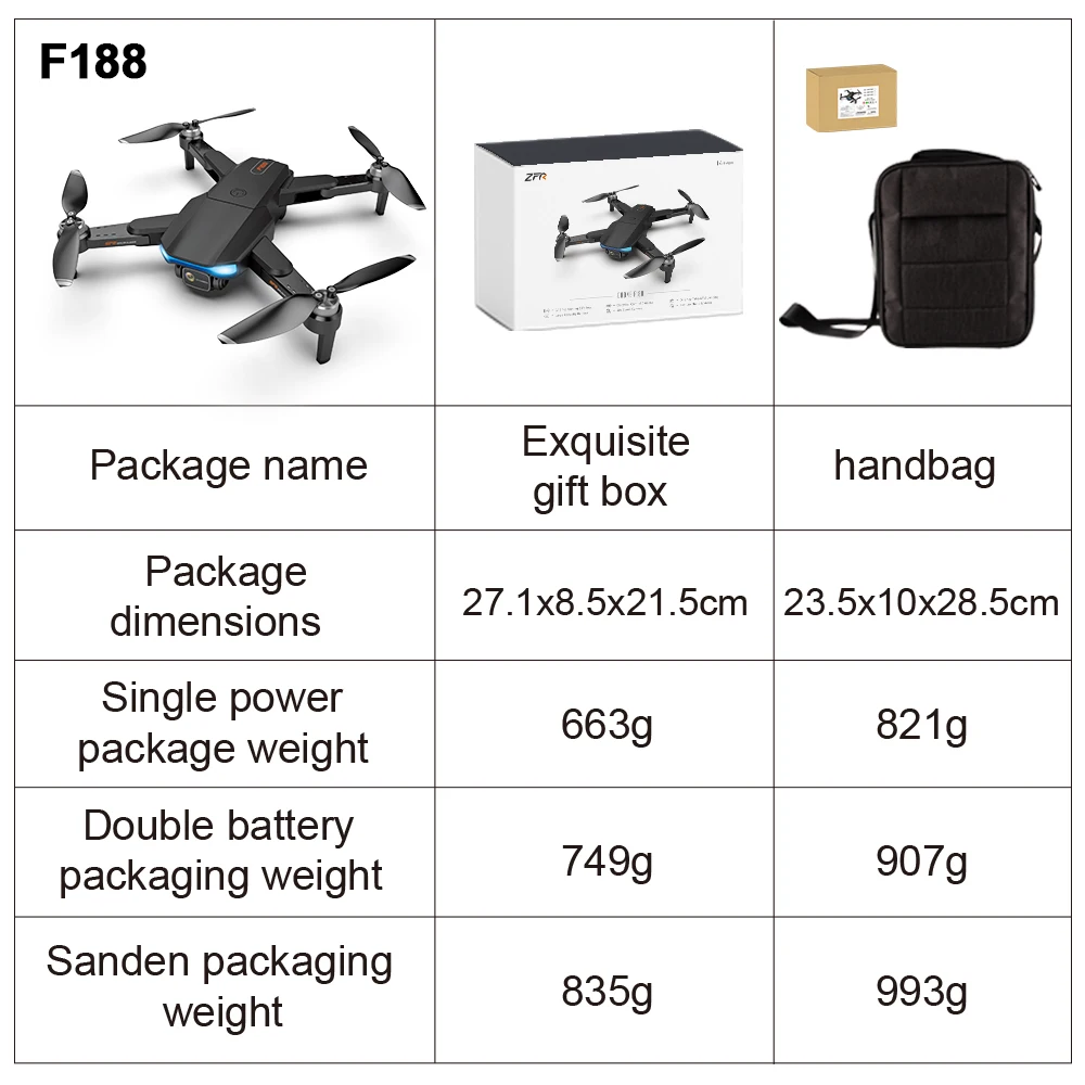 New F188 6k GPS Drone Profesional Brushless Motor 5G Quadcopter With Camera Dual HD FPV Foldable Drones WiFi RC Helicopter Gifts 
New F188 6k GPS Drone Profesional Brushless Motor 5G Quadcopter With Camera Dual HD FPV Foldable Drones WiFi RC Helicopter Gifts