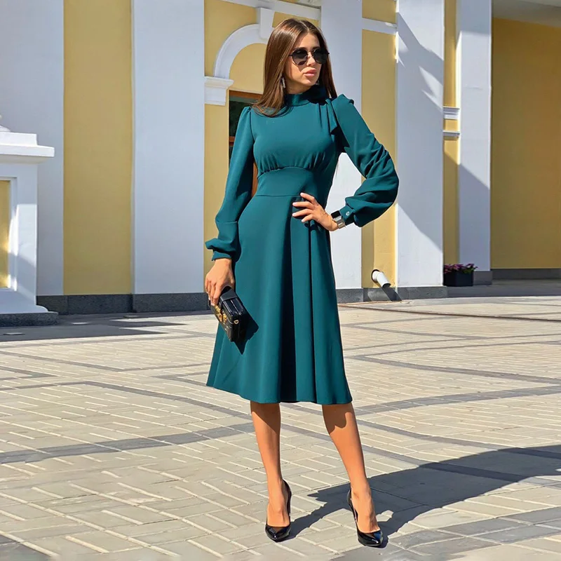 Women Vintage a Line Party Dress Ladies Lantern Sleeve o Neck Elegant Fashion 2019 New Winter Autumn Midi Dress Vestidos
Women Vintage a Line Party Dress Ladies Lantern Sleeve o Neck Elegant Fashion 2019 New Winter Autumn Midi Dress Vestidos