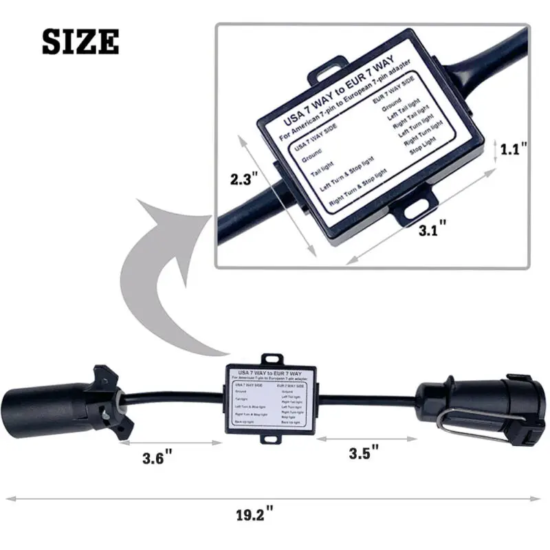 Trailer Light Converter USA To EU Trailer Light Converter US 7-Way Blade Socket To EU 7-Pin Round Plug
Trailer Light Converter USA To EU Trailer Light Converter US 7-Way Blade Socket To EU 7-Pin Round Plug