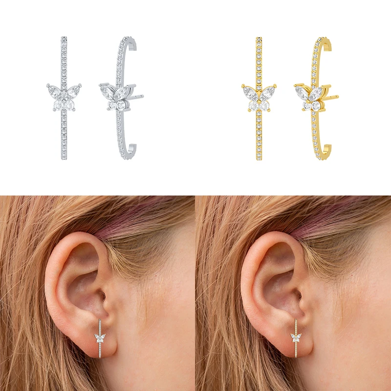 Aide 925 Sterling Silver White Zircon Mosaic Butterfly Star Moon Ear Wrap Crawlers Earring Climber For Women Cartilage Ear Studs
Aide 925 Sterling Silver White Zircon Mosaic Butterfly Star Moon Ear Wrap Crawlers Earring Climber For Women Cartilage Ear Studs