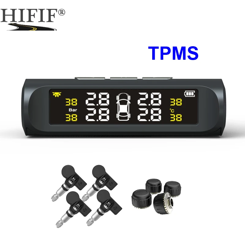 Автомобильная TPMS система контроля давления в шинах Солнечная энергия цифровой