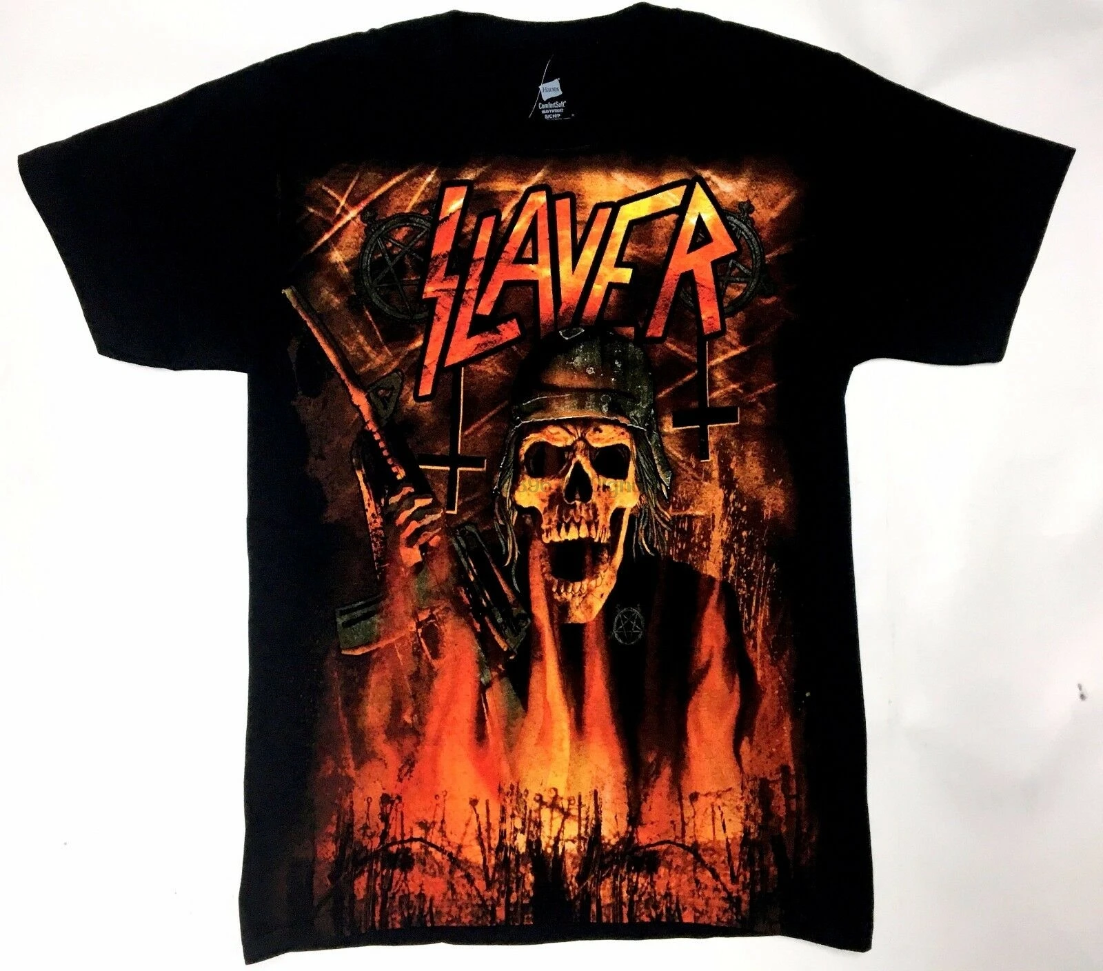 Slayer вермахт сжигание Футболка Nwt 100 Аутентичные S 4Xl спереди сзади дизайн | Мужская
