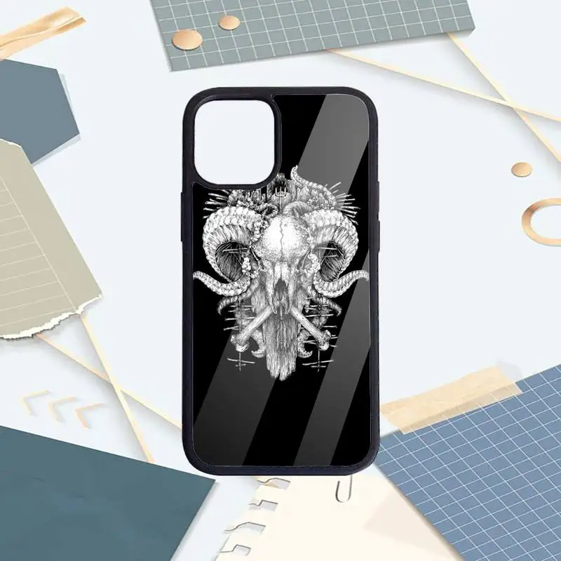 

Goat Head Satan Black art Phone Case PC For iPhone 11 12 pro XS MAX 8 7 6 6S Plus X 5S SE 2020 XR