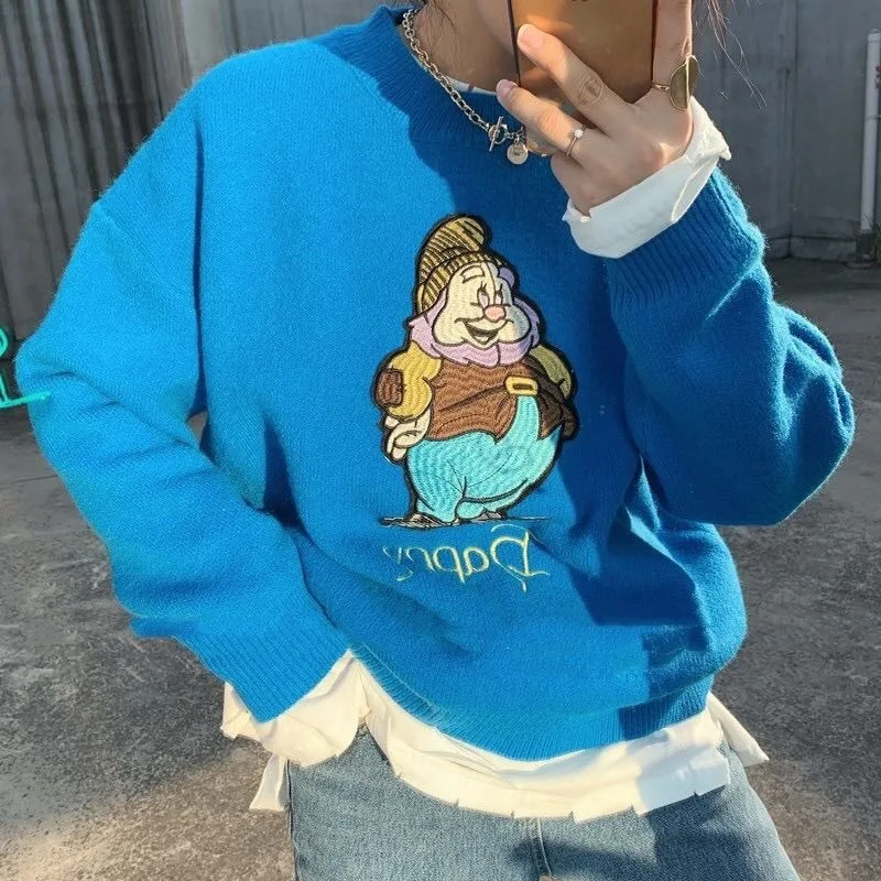 Women O Neck Pullovers Sweater Embroidered Knitwear Sweater spring Autumn Winter Christmas Loose Cartoon Dwarf Sweater
Women O Neck Pullovers Sweater Embroidered Knitwear Sweater spring Autumn Winter Christmas Loose Cartoon Dwarf Sweater