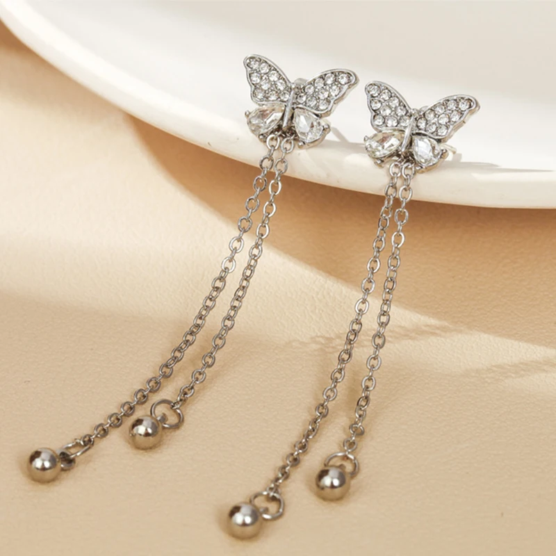 2021 New Trendy Long Tassel Butterfly Dangle Earrings For Women Zircon Silver Color Female Drop Jewelry Party Accessories Gifts
2021 New Trendy Long Tassel Butterfly Dangle Earrings For Women Zircon Silver Color Female Drop Jewelry Party Accessories Gifts