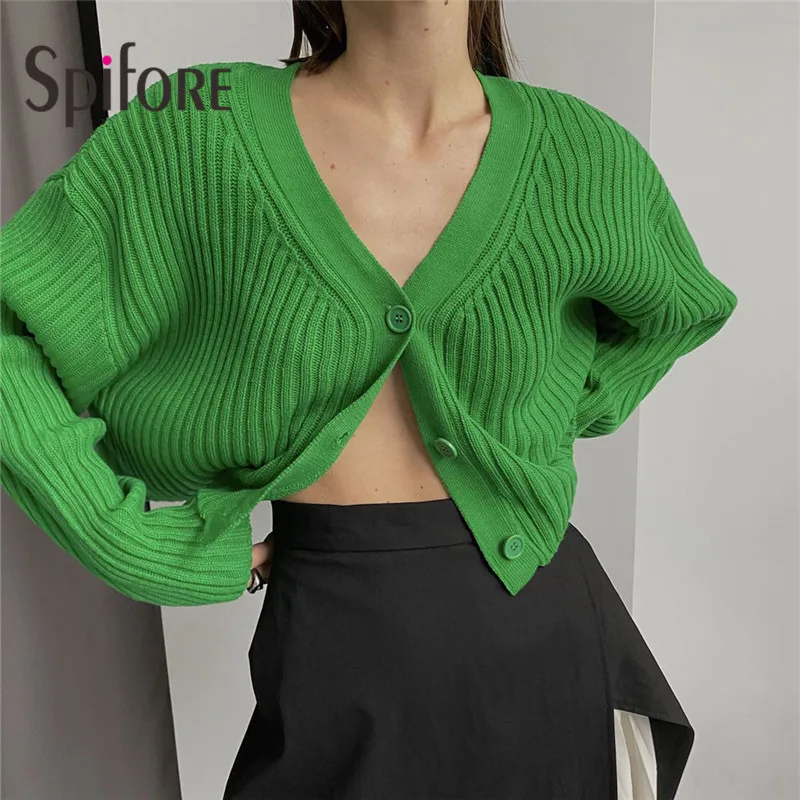 Spifore V Neck Y2K Cardigan Sweater Women Oversize Autumn Winter Solid Knitwear Casual Female Jumpers Cropped Fashion Sweaters 
Spifore V Neck Y2K Cardigan Sweater Women Oversize Autumn Winter Solid Knitwear Casual Female Jumpers Cropped Fashion Sweaters