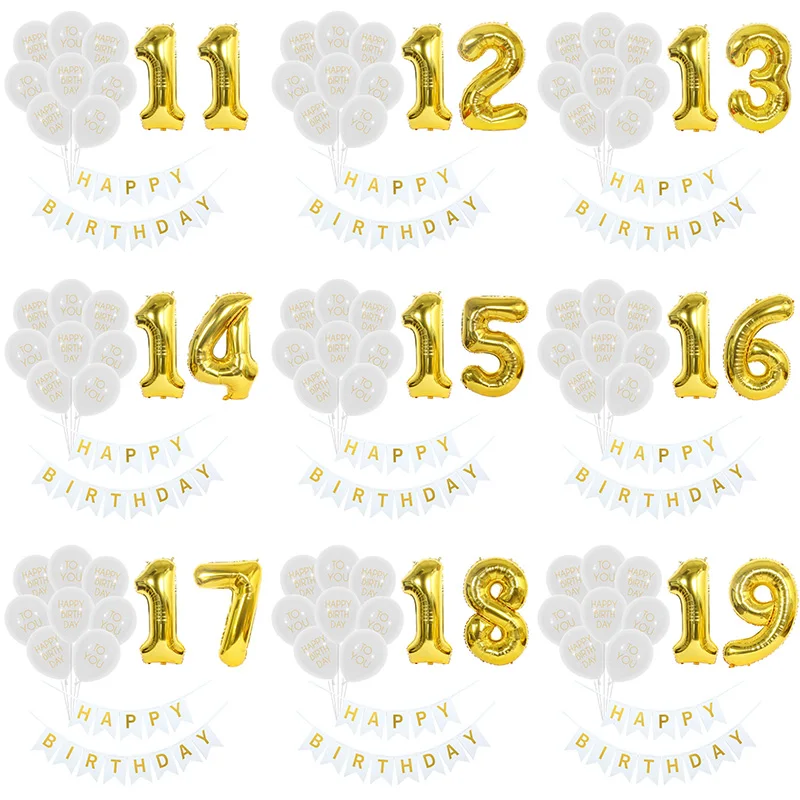 1Set White Gold Number Happy 10 11 12 13 14 15 16 17 18 19 Year Birthday Balloons Banners Kids Boy Girl Party Decorations
1Set White Gold Number Happy 10 11 12 13 14 15 16 17 18 19 Year Birthday Balloons Banners Kids Boy Girl Party Decorations