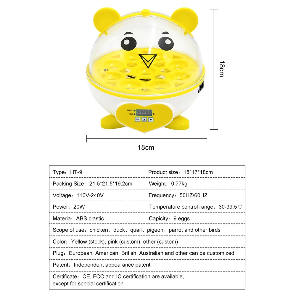 9 Eggs Incubator Trays Automatic Thermostat Incubator Egg Mini Poultry Hatching Machine For Hatching Chicken Duck Quail Bird
9 Eggs Incubator Trays Automatic Thermostat Incubator Egg Mini Poultry Hatching Machine For Hatching Chicken Duck Quail Bird