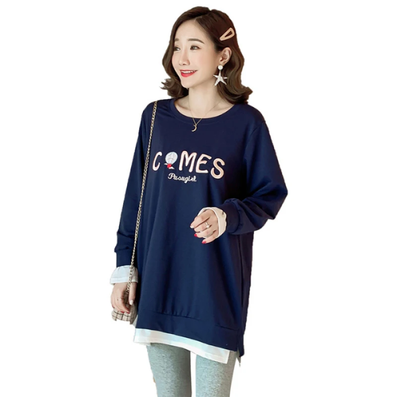 9362# 2021 Spring Long Sleeve Cotton Maternity T-shirt Loose Patchwork Tees Clothes for Pregnant Women Casual Pregnancy Tops
9362# 2021 Spring Long Sleeve Cotton Maternity T-shirt Loose Patchwork Tees Clothes for Pregnant Women Casual Pregnancy Tops