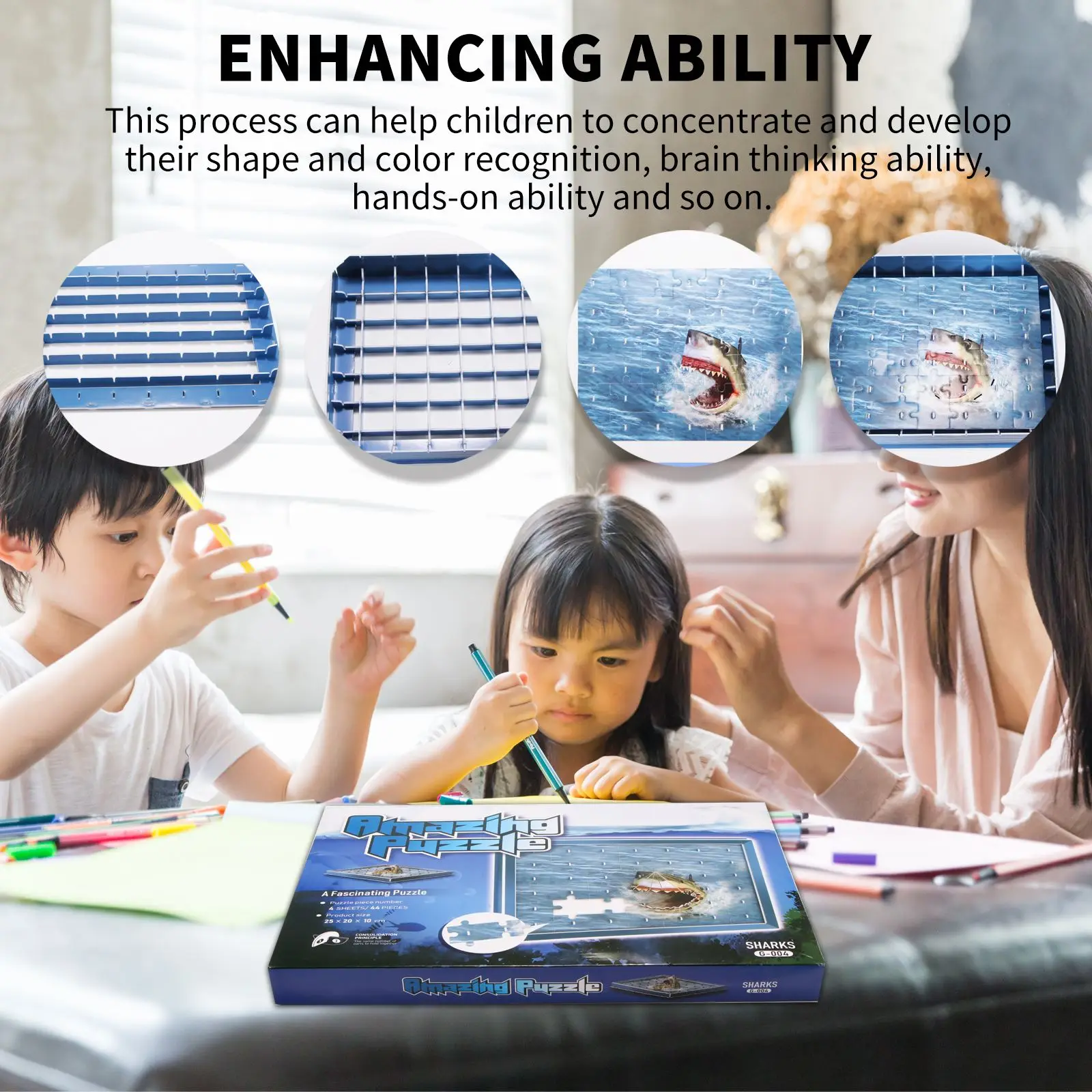 Child Three Dimensional Puzzles Toy 3D Shark Puzzling Toy Educational Assemble Puzzle Jigsaw Toy Set Kid Brain Training Jigsaws
Child Three Dimensional Puzzles Toy 3D Shark Puzzling Toy Educational Assemble Puzzle Jigsaw Toy Set Kid Brain Training Jigsaws