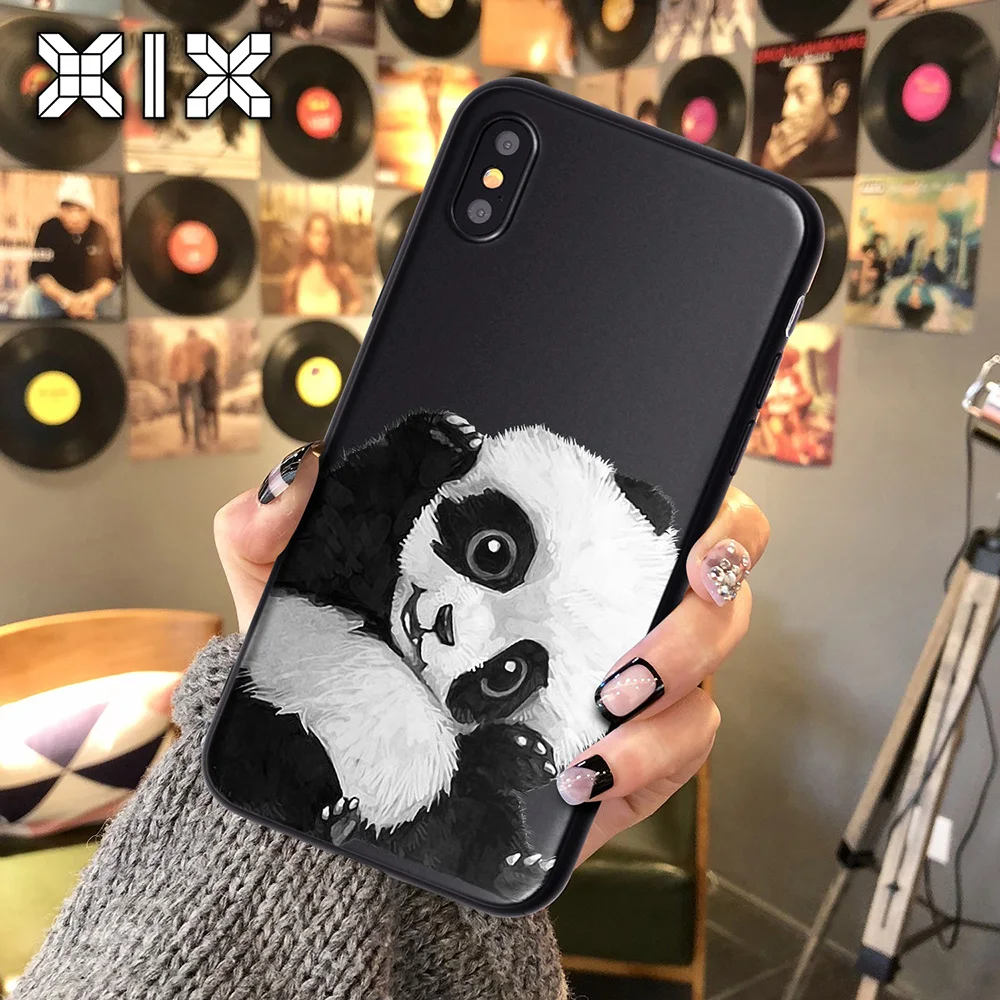 

XIX for Funda iPhone 11 12 Pro Case 5 5S 6 6S 7 8 Plus X XS Max Panda for Black Cover iPhone 7 Case Soft TPU for iPhone XR Case