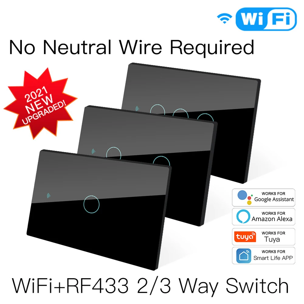 Smart Light Touch Switch WIFI+RF433 Multi-Control Association Voice Control for Google Alexa for Tuya App
Smart Light Touch Switch WIFI+RF433 Multi-Control Association Voice Control for Google Alexa for Tuya App