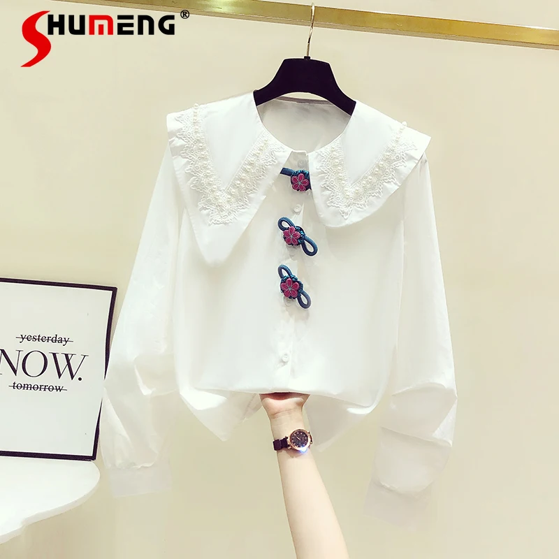 Женская свободная рубашка с большим отворотом, модная однотонная блузка в стиле ретро, с длинными рукавами, украшенная бусинами, на пуговиц...
Женская свободная рубашка с большим отворотом, модная однотонная блузка в стиле ретро, с длинными рукавами, украшенная бусинами, на пуговиц...