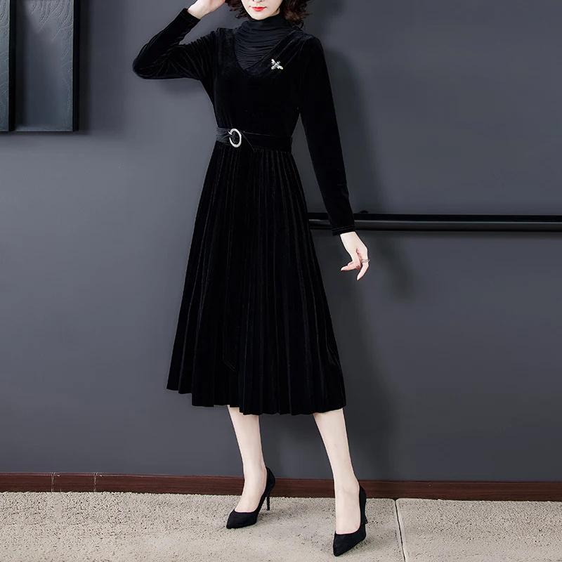 2021 Women Elegant Black Velvet Turtelneck One Piece Dresses Spring Autumn Casual Vintage 3XL Plus Size Midi Dress Party Night
2021 Women Elegant Black Velvet Turtelneck One Piece Dresses Spring Autumn Casual Vintage 3XL Plus Size Midi Dress Party Night