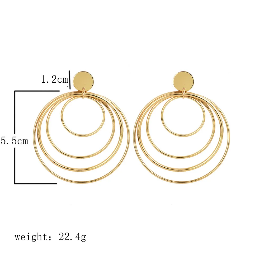 Simple Stylish Retro Geometric Oversized Round Drop Earring Antique Classic Gold Plated Multi Circle Earrings 
Simple Stylish Retro Geometric Oversized Round Drop Earring Antique Classic Gold Plated Multi Circle Earrings