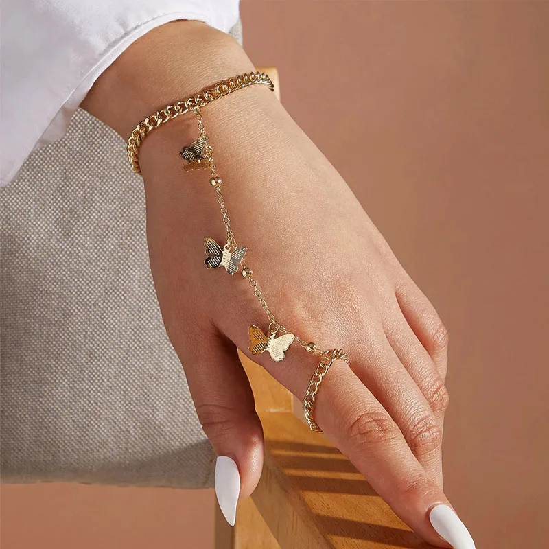 Aesthetic Bracelet With Finger Ring Gold Butterfly Link Wrist Chain For Women Lady Trendy Aesthetic 2021 Jewelry
Aesthetic Bracelet With Finger Ring Gold Butterfly Link Wrist Chain For Women Lady Trendy Aesthetic 2021 Jewelry
